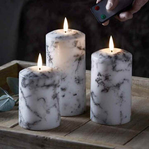 Marble LED Flameless Candle Trio Set