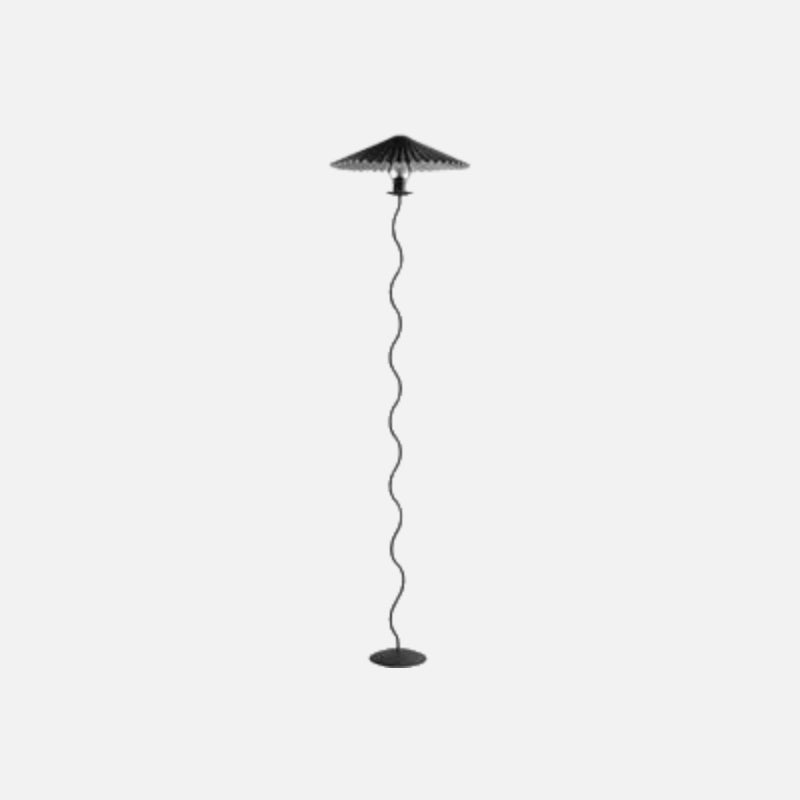 Metal Textile Curved Pleated Floor Lamp