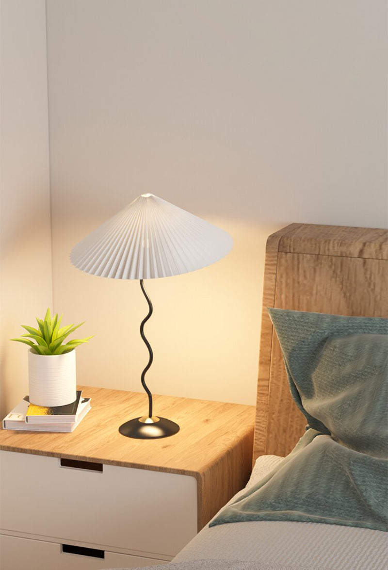 Metal Textile Curved Pleated Floor Lamp