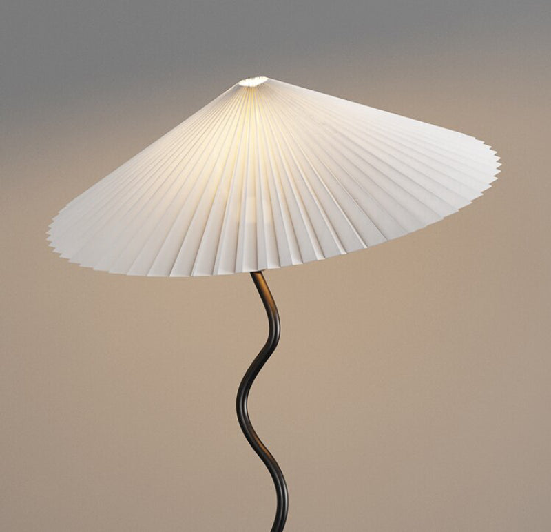 Metal Textile Curved Pleated Floor Lamp