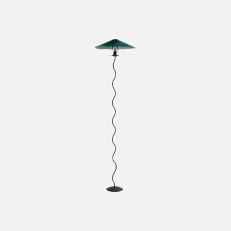 Metal Textile Curved Pleated Floor Lamp