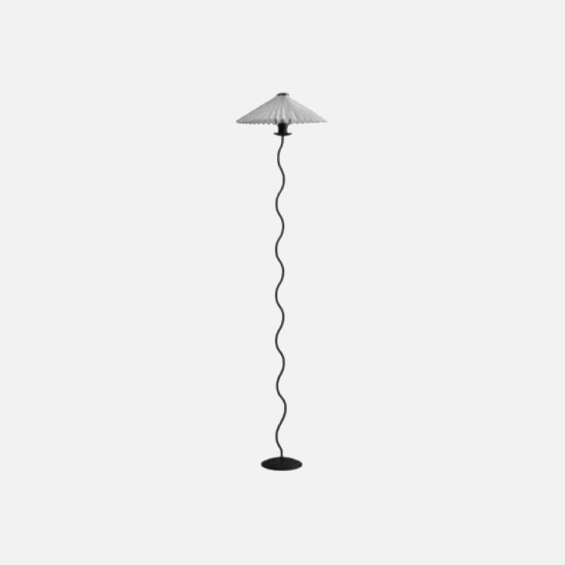 Metal Textile Curved Pleated Floor Lamp