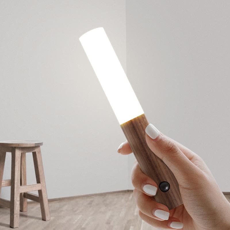 Motion Sensor LED Rechargeable Night Light with Wooden Design