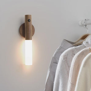 Motion Sensor LED Rechargeable Night Light with Wooden Design