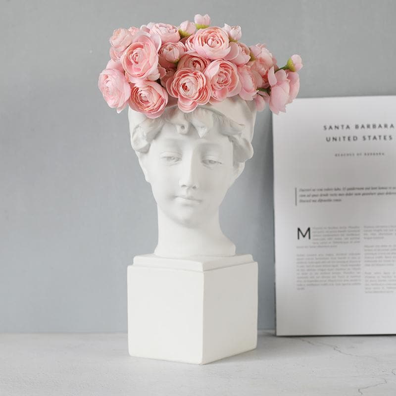 Neoclassical Greek Head Resin Vases and Planters