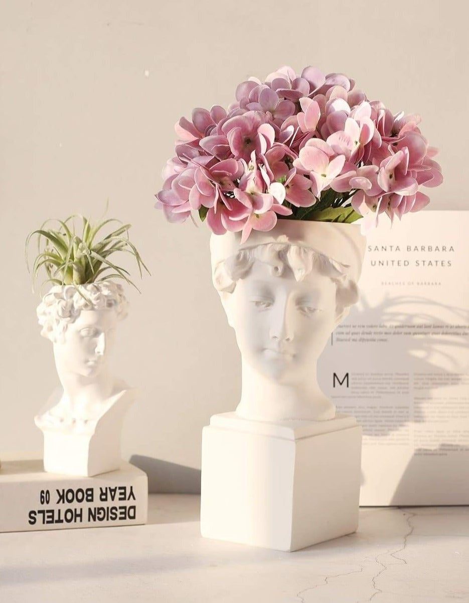 Neoclassical Greek Head Resin Vases and Planters