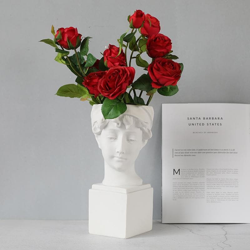 Neoclassical Greek Head Resin Vases and Planters