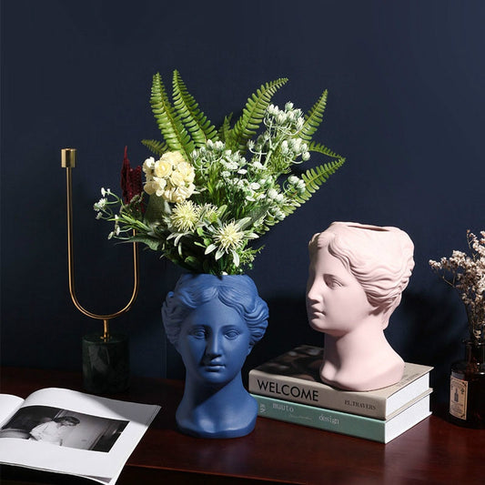 Resin Neoclassical Venus Vase - Color Options: Blush Pink, Teal, Grey
