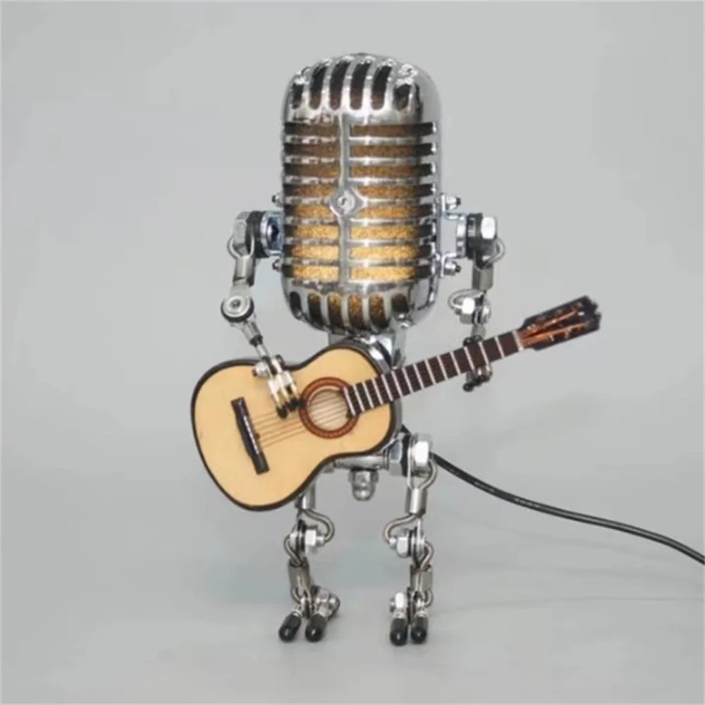 Robot Guitar Desk Lamp with Dimmable Light - Black, White, Yellow, Red