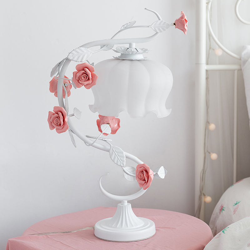 Rose Encased Table Lamp - Elegant Floral Lighting