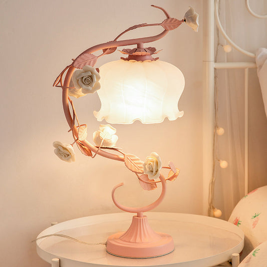 Rose Encased Table Lamp - Elegant Floral Lighting