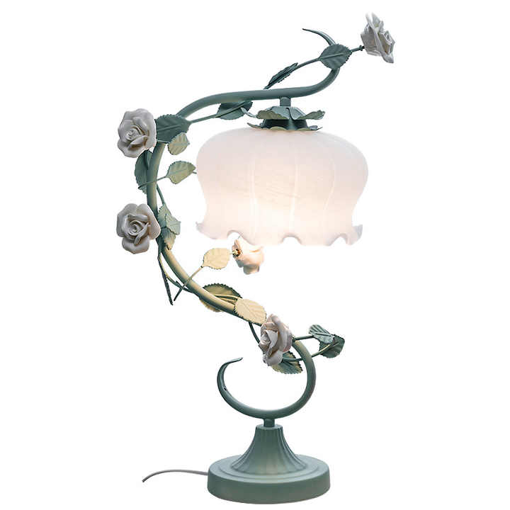 Rose Encased Table Lamp - Elegant Floral Lighting