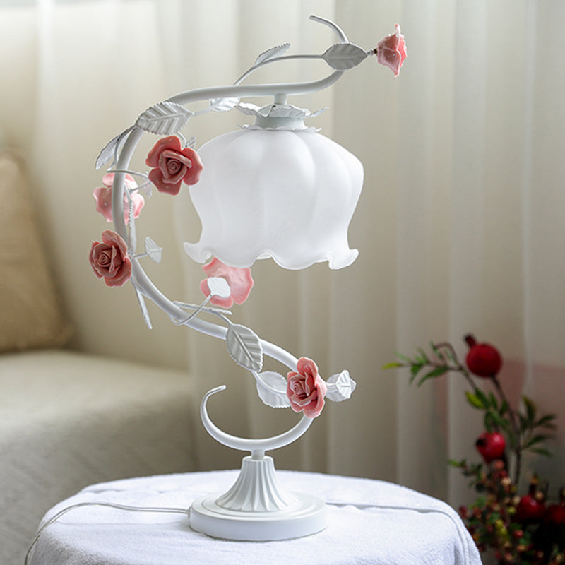 Rose Encased Table Lamp - Elegant Floral Lighting