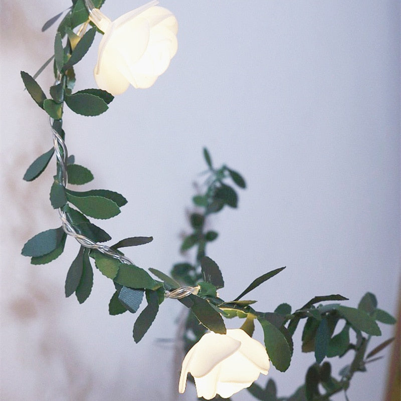 Rose Flower String Lights - Battery Operated LED Garland