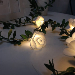 Rose Flower String Lights - Battery Operated LED Garland