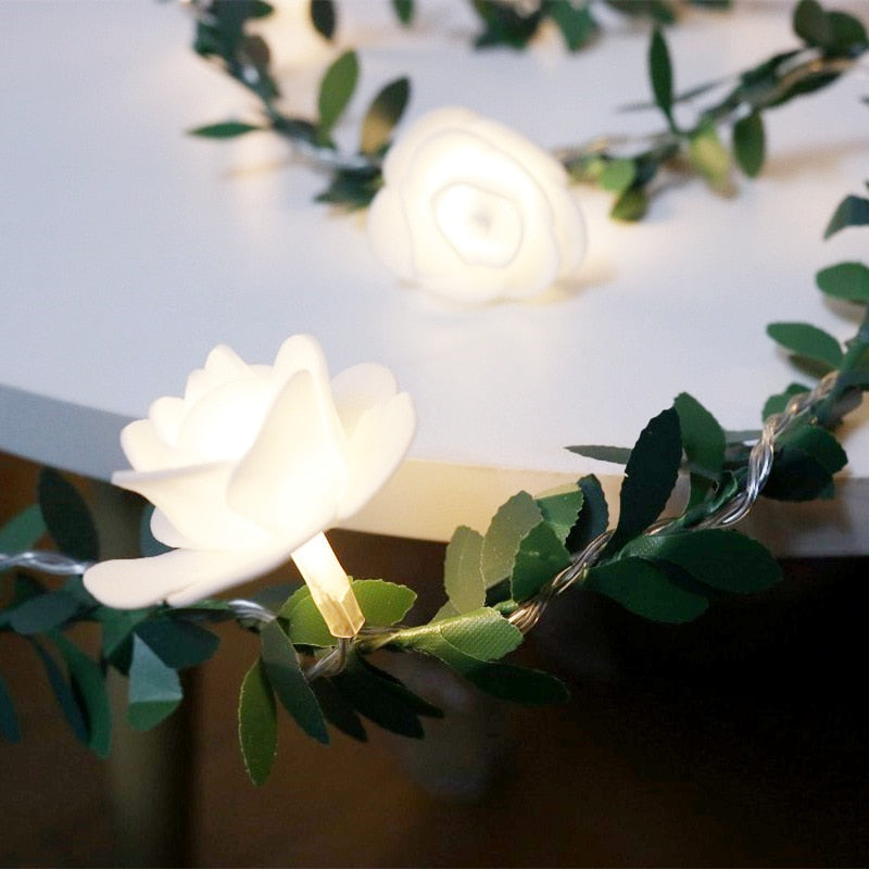 Rose Flower String Lights - Battery Operated LED Garland