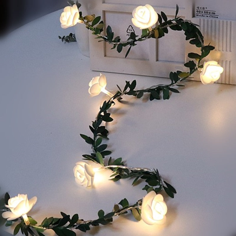 Rose Flower String Lights - Battery Operated LED Garland