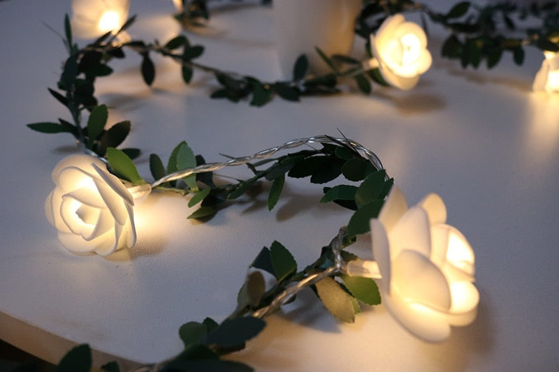 Rose Flower String Lights - Battery Operated LED Garland