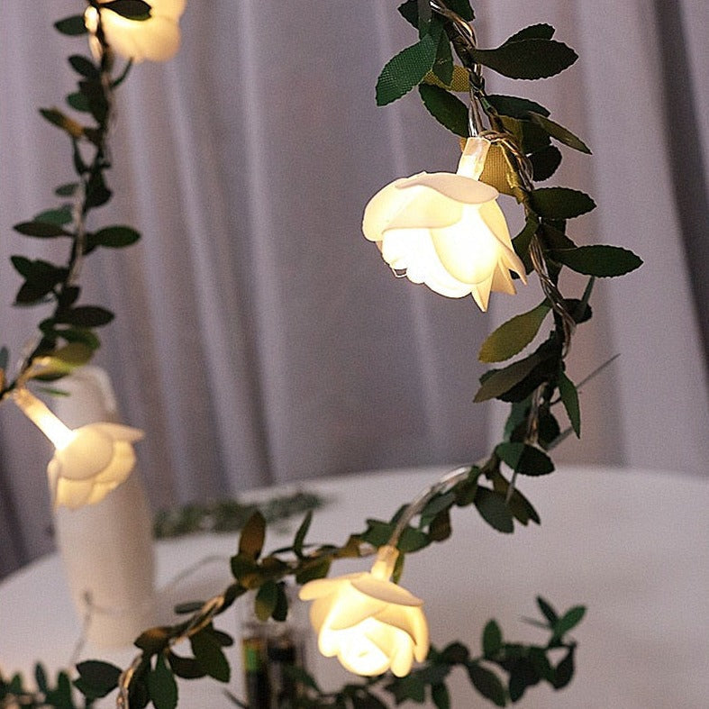 Rose Flower String Lights - Battery Operated LED Garland