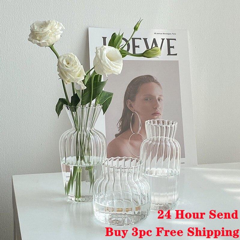 Glass Plant Vases - Nordic Style Transparent Glass