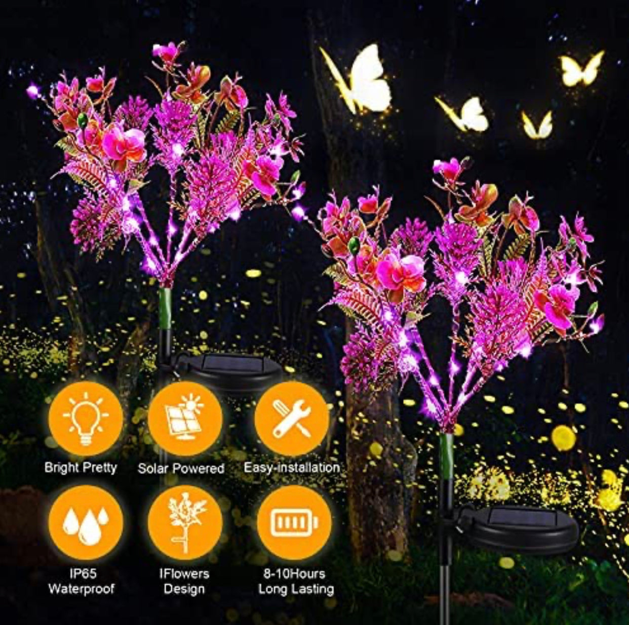 Waterproof Solar Phalaenopsis LED Flower Lights