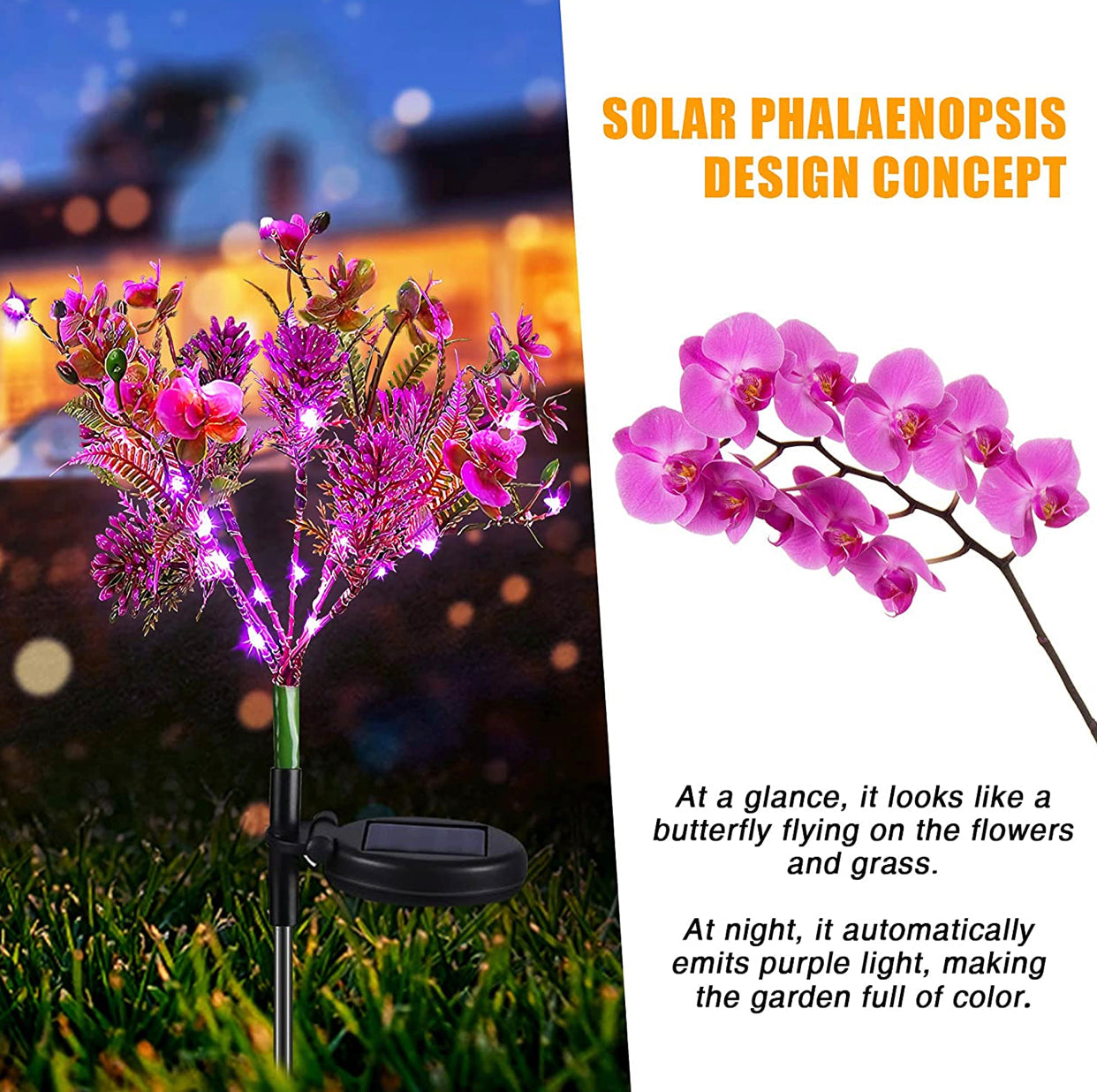 Waterproof Solar Phalaenopsis LED Flower Lights
