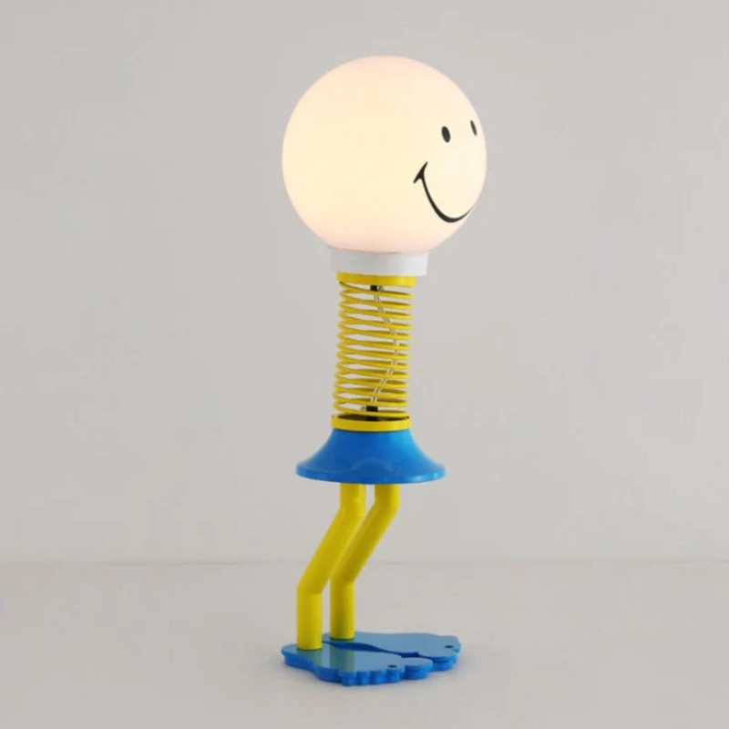 Smiley Face Design Floor Lamp - Yellow Blue White - Metal Iron Acrylic Glass - 110V US Plug - LED Bulb - Bedroom Lighting