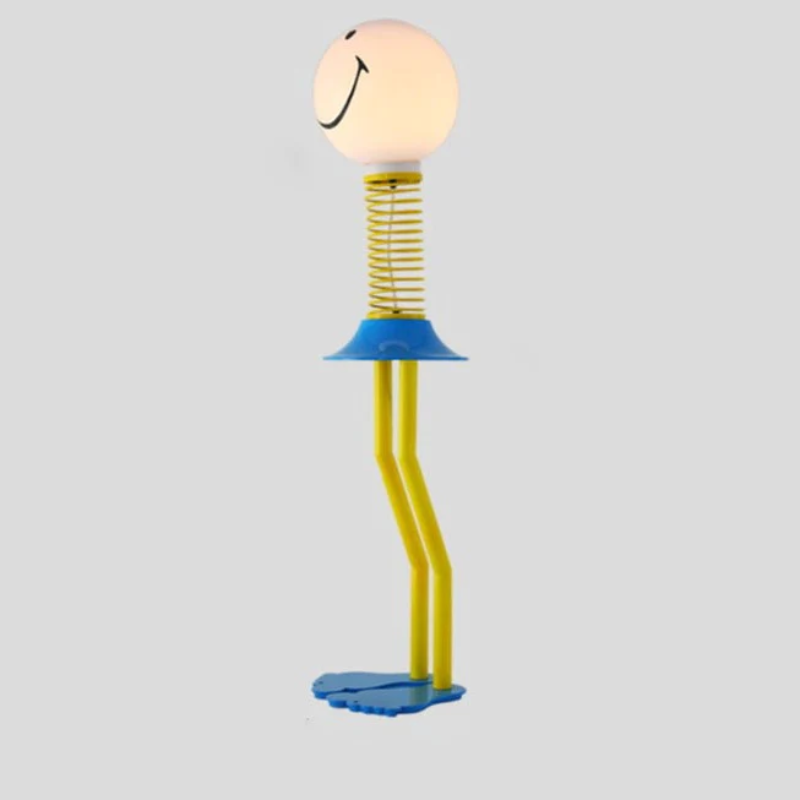 Smiley Face Design Floor Lamp - Yellow Blue White - Metal Iron Acrylic Glass - 110V US Plug - LED Bulb - Bedroom Lighting