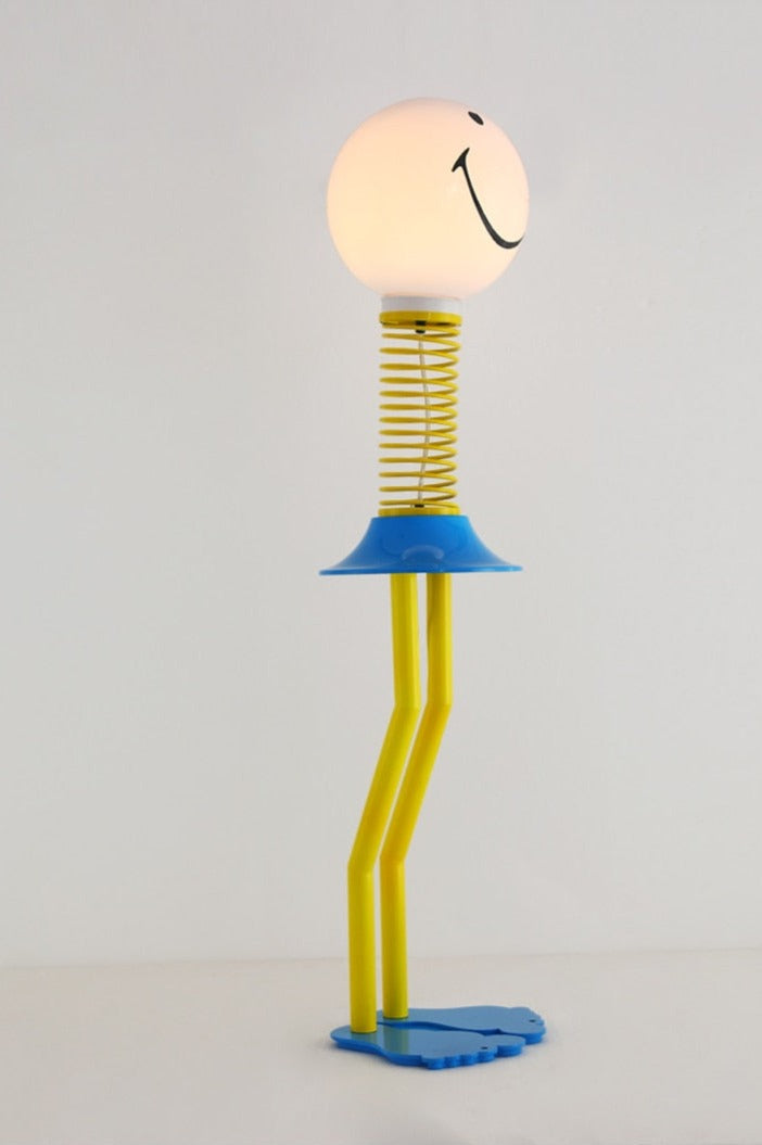 Smiley Face Design Floor Lamp - Yellow Blue White - Metal Iron Acrylic Glass - 110V US Plug - LED Bulb - Bedroom Lighting