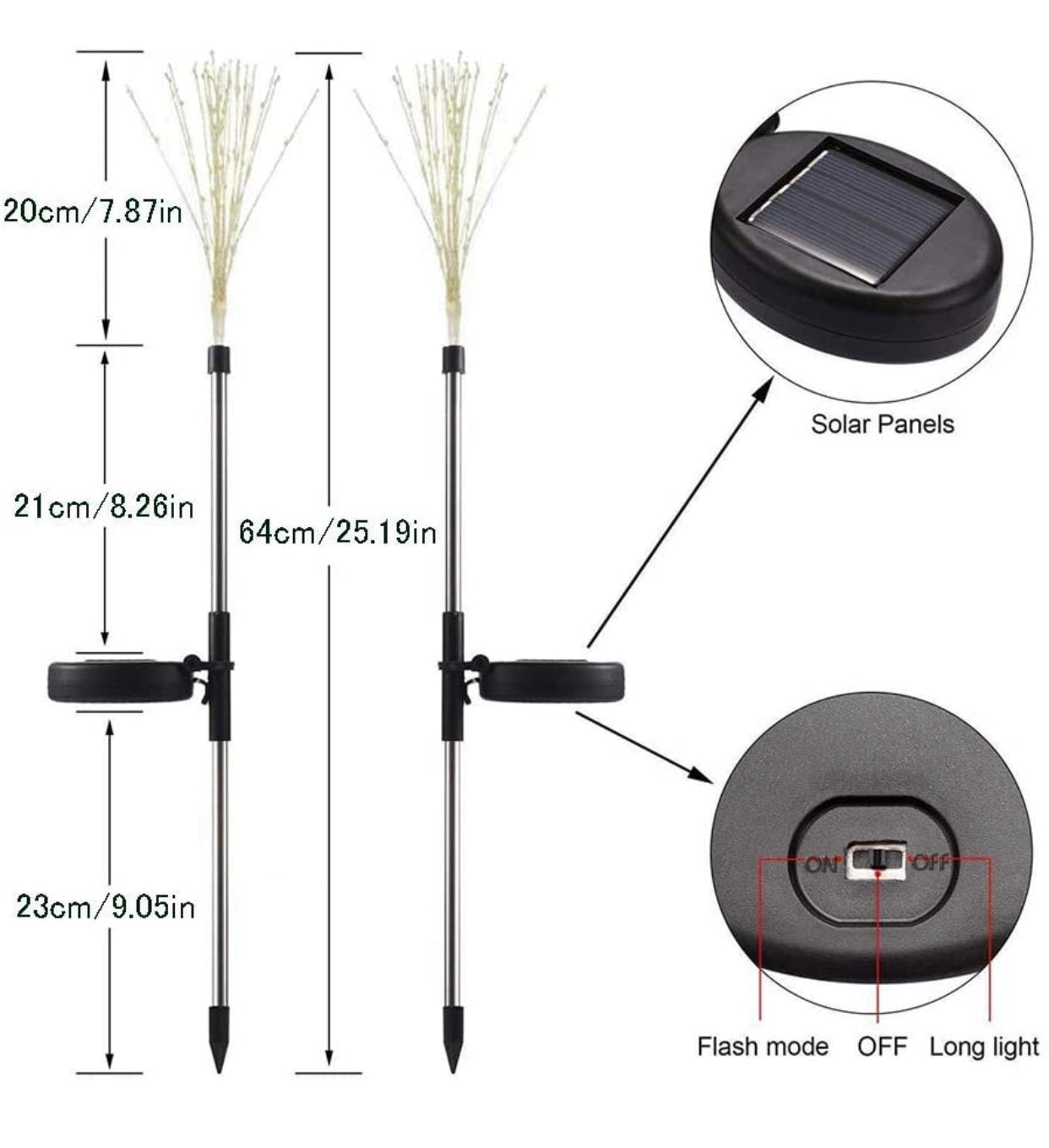 Solar Firework LED String Lights, Dual Lighting Modes, Outdoor Waterproof - 2 Pack