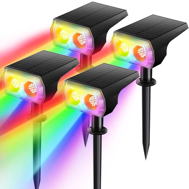 Solar Landscape Spotlights - IP65 Waterproof, RGB/White, Long Battery Life Outdoor Lights
