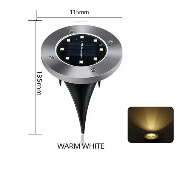 Solar Pathway Disk Lights - Auto-On Dusk to Dawn IP65 Waterproof LED - Long Battery Life