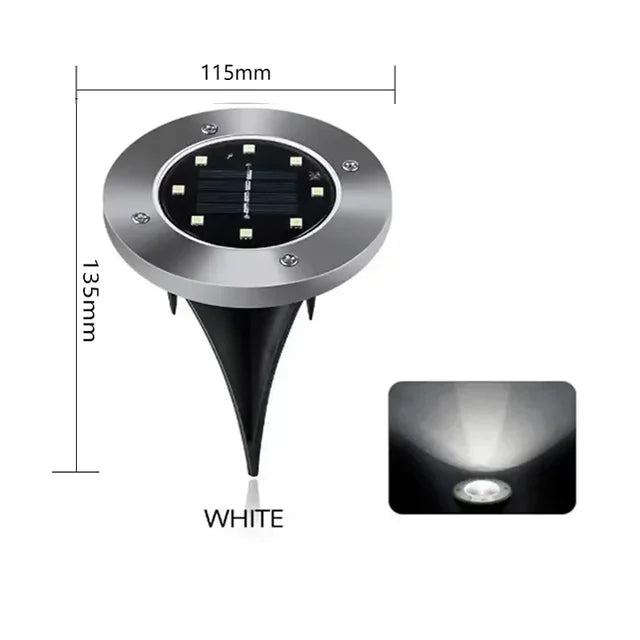 Solar Pathway Disk Lights - Auto-On Dusk to Dawn IP65 Waterproof LED - Long Battery Life