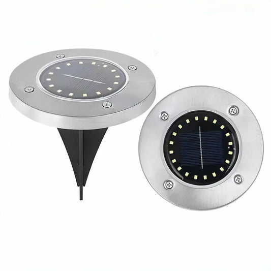 Solar Pathway Disk Lights - Auto-On Dusk to Dawn IP65 Waterproof LED - Long Battery Life