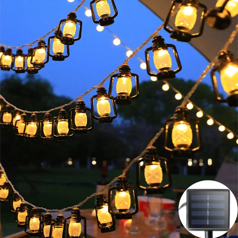 Solar String Lights - Outdoor LED Lanterns, RGB/White Color, IP65 Waterproof