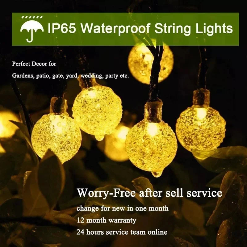 Solar String Lights - Outdoor LED, IP65 Waterproof, RGB/White Color