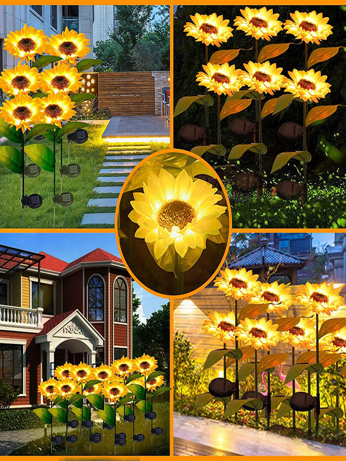 Solar Sunflower Garden Lights Pack of 4