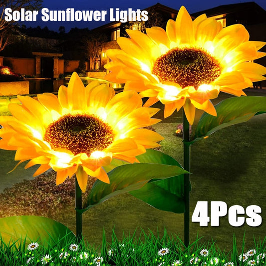 Solar Sunflower Garden Lights Pack of 4