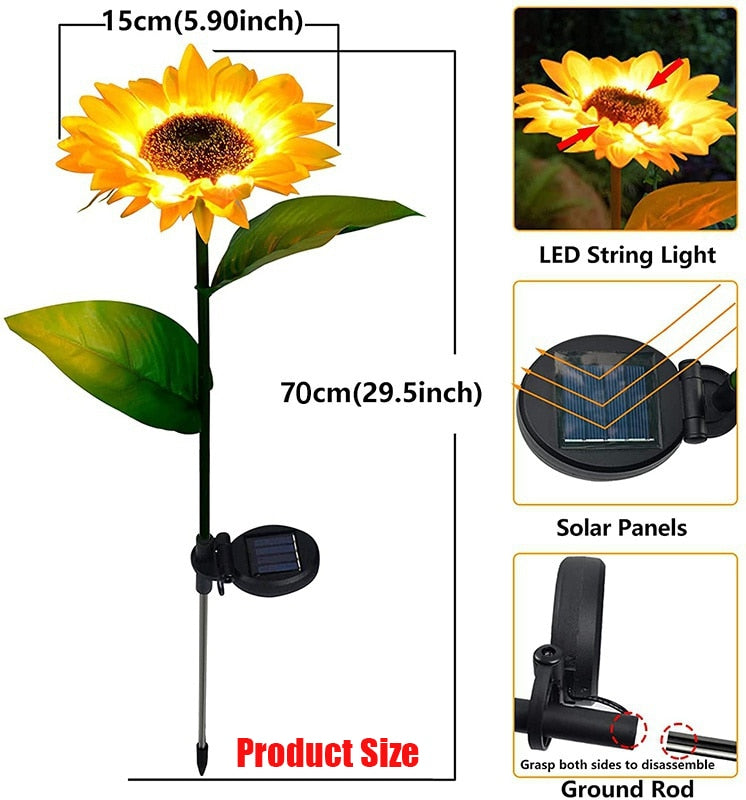 Solar Sunflower Garden Lights Pack of 4