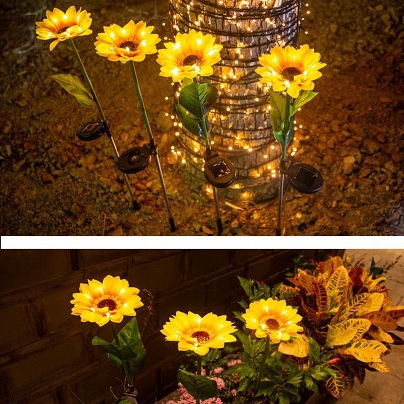 Solar Sunflower Garden Lights Pack of 4