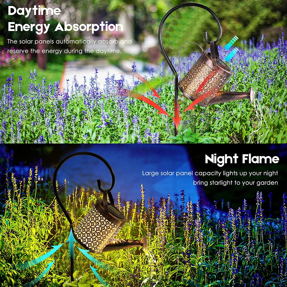 Solar Watering Can Light - RGB/White LED, IP65 Waterproof, Long Battery Life