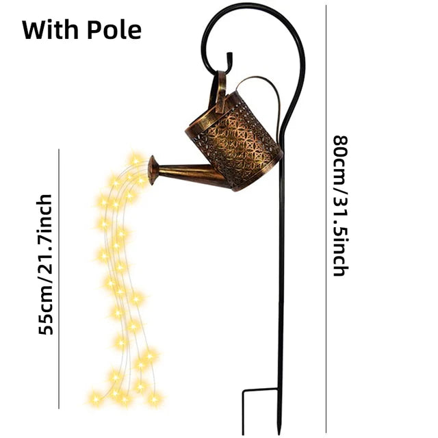 Solar Watering Can Light - RGB/White LED, IP65 Waterproof, Long Battery Life