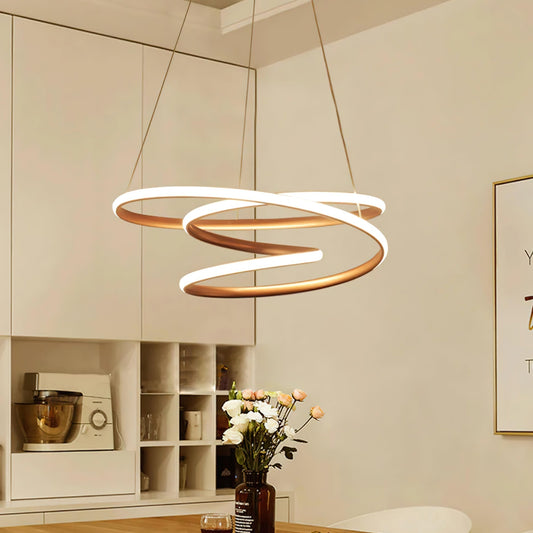 Spiral Pendant Light Warm Illumination Elegant Design Aluminum Modern Lighting