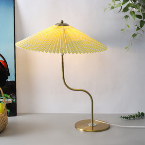 Table Lamp Umbrella - Yellow Diamond, Khaki, White, Flowers, Dark Green