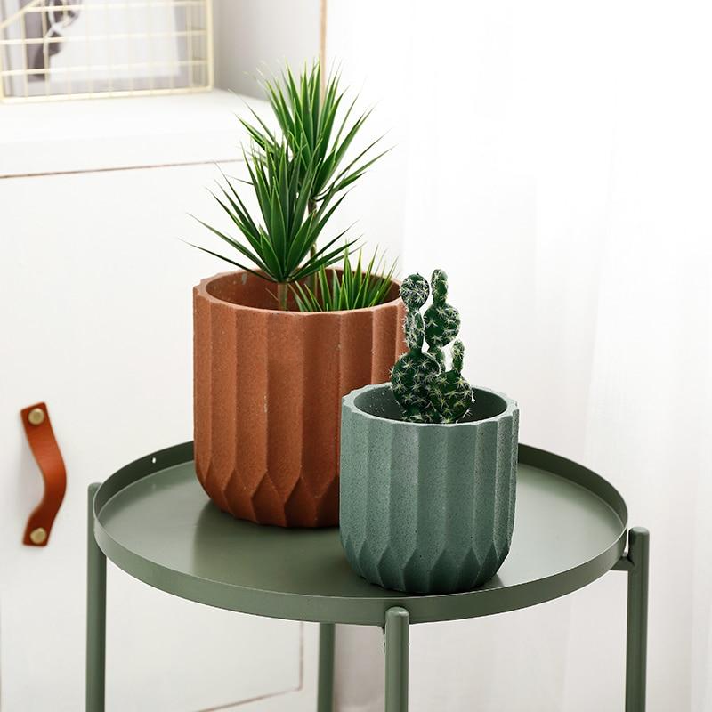 Textured Ceramic Polygon Vase - Geometric Design