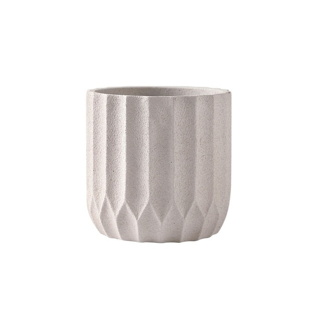 Textured Ceramic Polygon Vase - Geometric Design