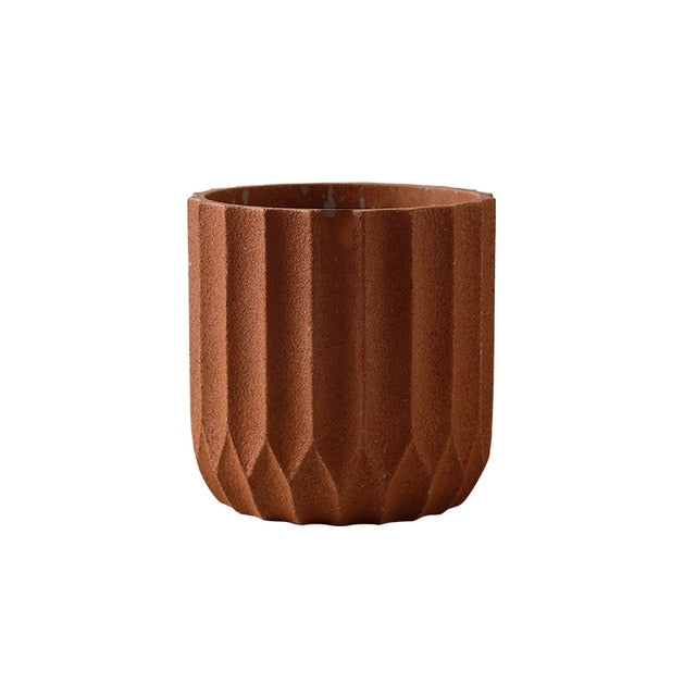 Textured Ceramic Polygon Vase - Geometric Design