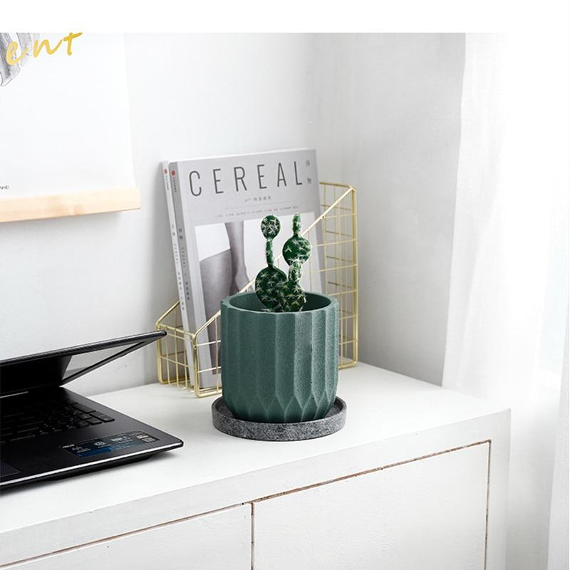 Textured Ceramic Polygon Vase - Geometric Design
