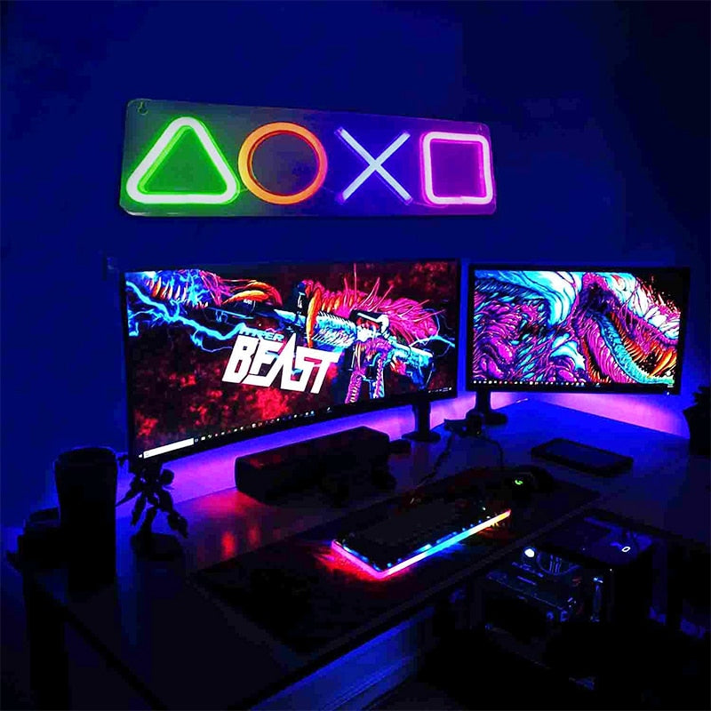 USB Chargeable Gaming Icon Neon Lamp for Game Room Decor Night Lighting