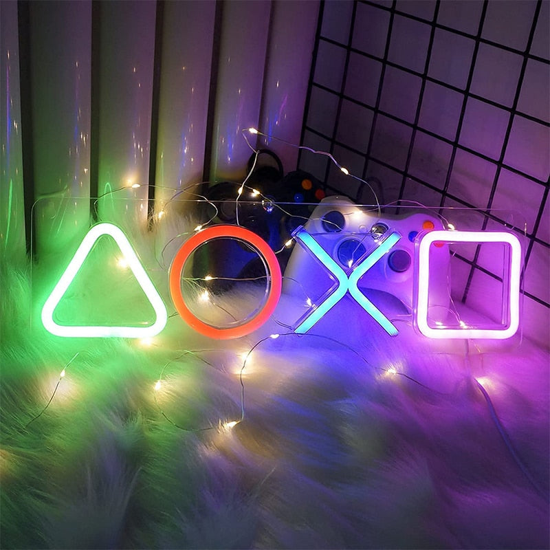 USB Chargeable Gaming Icon Neon Lamp for Game Room Decor Night Lighting